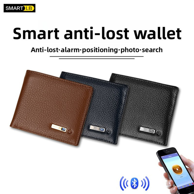 Genuine Leather Two-way Finding Anti-lost Smart Wallet Bluetooth GPS Locator Wallet for Men Business Gift