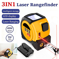 Ruban à mesurer laser avec calibration, ruban à mesurer numérique 3-en-1, ruban à mesurer de 16 pieds + télémètre laser de 135/196 pieds