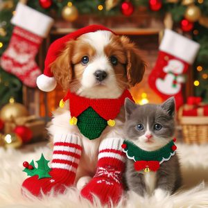 Collares navideños Huhumy para mascotas, collares ajustables con lazo de lana para gatos, perros pequeños de 12 a 16 pulgadas, accesorios festivos - Product Image 5