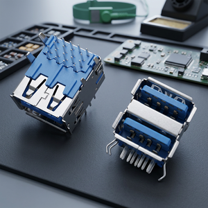 อะแดปเตอร์ USB 3.0 แบบตัวเมีย ชนิด DIP มุมฉาก  วัสดุสแตนเลส 2 ชั้น  ขั้วต่อแบบ Kick Connector  หน้าสัมผัสเคลือบดีบุก  มาตรฐาน UL94V-0 ป้องกันไฟลุก - Product Image 2