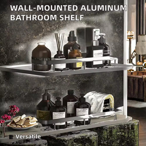 Mensole da Bagno di Alta Qualità <span class=keywords><strong>a</strong></span> <span class=keywords><strong>Parete</strong></span> in Metallo e Alluminio, Scaffali Galleggianti per Doccia - Product Image 4