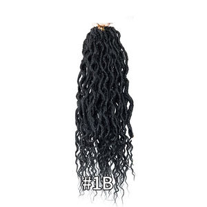 Extension per Capelli Crochet Queen Locs per Donne, <span class=keywords><strong>Trecce</strong></span> Sintetiche <span class=keywords><strong>Africane</strong></span> Faux Locs con Punte Ricce, Colori Nero e Marrone Tinti Chimicamente - Product Image 2