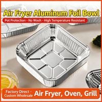 Barquette carrée en aluminium de 1650 ml pour friteuse à air, four, barbecue, qualité alimentaire, épaisse, en papier d'aluminium, pour la cuisson à la maison