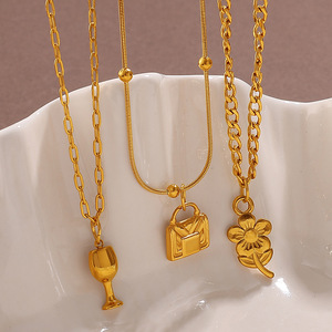 จี้ห้อยกระเป๋าขนาดเล็ก ชุบทอง 18K สแตนเลสสตีล อุปกรณ์ทำเครื่องประดับ DIY จี้แฟชั่นสำหรับทุกเพศ - Product Image 3