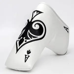 Logo personalizzato bianco PU Leather ricamo Pattern Golf Club Head Cover Blade Putter Headcovers