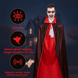 Decoración de <span class=keywords><strong>Halloween</strong></span>: Fantasma Colgante de Vampiro con Luz y Sonido, Sensor de Activación por Sonido, Cabeza de Plástico, Disfraz Aterrador - Product Image 5