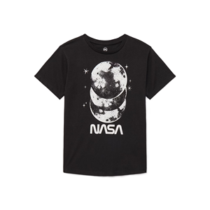 NASA Moon Graphic Short Sleeve O-Neck Regular Fit Spandex/Cotton Blend Quick Dry Breathable Casual T-Shirt - Product Image 1
