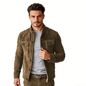 Veste boutonnée en daim pour homme, col montant, décontractée, avec poches poitrine et détails boutons vintage, Sehe Fashion - Product Image 2