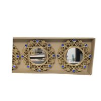 Ensemble de 3 miroirs muraux en plastique creux Art Déco de luxe, motifs variés, miroir mural vintage en bronze, décoration murale pour la maison