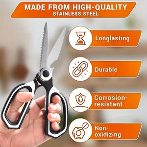 Nouvelles ciseaux de cuisine en acier inoxydable robustes pour couper la viande, le poisson et les os, avec protège-lames - Product Image 5