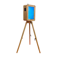 Custom Vintage Retro Dubbelzijdige Houten iPad Selfie Fotohokje, Draagbare Houten Fotocabine voor Evenementenverhuur