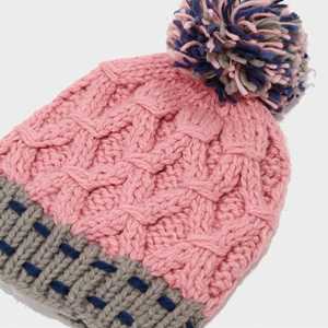 Conjunto de 3 Piezas de Moda Otoño Invierno: Gorro de Punto con Diseño de Burbujas en Dos Tonos, Manoplas y Bufanda, Cálido para el Invierno - Product Image 4
