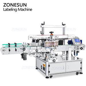 ZONESUN, máquina de etiquetado de botellas redondas de doble cara con codificador de fecha, etiqueta adhesiva de botella transparente ovalada plana de alta velocidad - Product Image 6