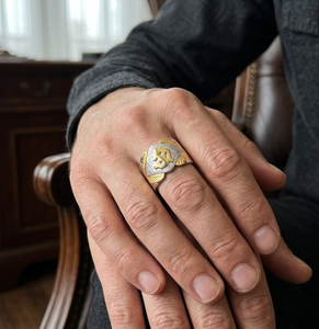 Premium Fashion Jewelry Gold Plated Copper Brass Men's <b>Ring</b> Classic Elegant <b>Finger</b> <b>Ring</b> for Festival Wedding Anniversary Daily - Product Image 4