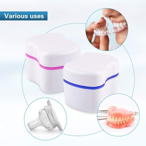 <b>Denture</b> Bath Case and Cleaner Brushes Retainer <b>Denture</b> <b>Box</b> <b>Dentures</b> Container with Basket Holder for Travel Retainer Cleaning - Product Image 2