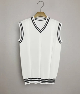 Chaleco de suéter de punto para uniforme escolar de estudiante, chaleco informal con cuello en V, suéter sin mangas, cárdigan escolar - Product Image 3
