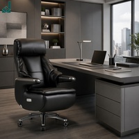 Chaise de bureau électrique en cuir véritable, style moderne et luxueux, ergonomique, confortable pour une longue assise, dossier haut, idéale pour le bureau du PDG