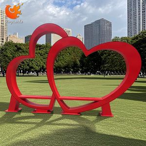Lớn Ngoài Trời Thép Không Gỉ Nghệ Thuật Phân Điêu Khắc Màu Đỏ Sơn Cảnh Quan Cài Đặt Đồ Trang Trí Cho Tình Yêu Ghế Kim Loại Thủ Công Mỹ Nghệ - Product Image 1