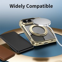 Étui de téléphone magnétique pliable en métal 360° avec support personnalisé pour iPhone Duo, avec protection d'écran en verre trempé transparent antichoc