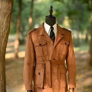 Giacca da uomo stile cacciatore retrò con tasche multiple in finta pelle scamosciata, nuova collezione Primavera 2026 - Product Image 2