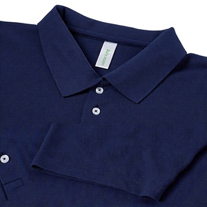 Men's Navy <b>Blue</b> Short Sleeve <b>Polo</b> <b>Shirt</b> Regular Fit Solid Color Cotton Pique Smart Casual Breathable Knitted Design - Product Image 2