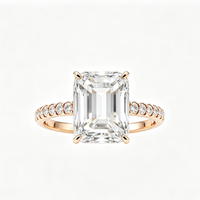 Bague de fiançailles en or 14 carats avec diamant de laboratoire taille émeraude 3 carats pour femme, certifiée IGI, personnalisable, bijoux fins