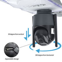 Lampadaire solaire avec caméra CCTV intelligente AI WiFi 4G 500W 800W 360 °   Caméra extérieure 5MP avec éclairage, surveillance à distance via application, alimentation électrique