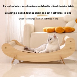 Rascador para Gatos con Cama, 23.6 Pulgadas, Sisal Natural, Marco <span class=keywords><strong>de</strong></span> Madera Sólida, Diseño Moderno y Minimalista, Resistente a los Arañazos, Fácil <span class=keywords><strong>de</strong></span> Montar, en Caja - Product Image 2