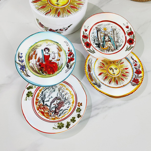European Retro Ceramic 8-inch Plate Hotel Western Restaurant Bone China Steak Plate 4-piece Circular Gift <b>Box</b> Packaging Gift - Product Image 4