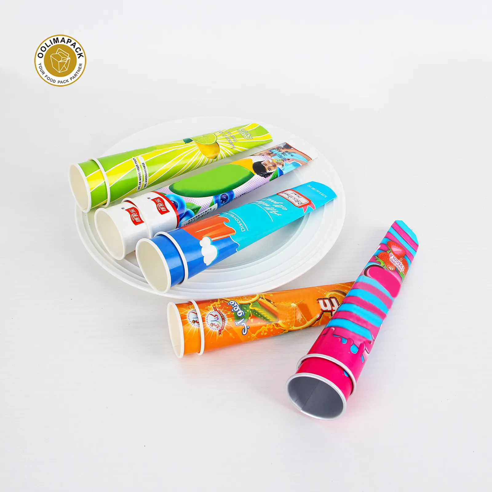 OOLIMA Hot Sale Calippo Tube Eiscreme Papier röhre mit Papier deckel