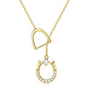 <span class=keywords><strong>Collana</strong></span> con Ciondolo a Ferro di <span class=keywords><strong>Cavallo</strong></span> in <span class=keywords><strong>Argento</strong></span> Sterling 925 con Zirconia Cubica Circolare, <span class=keywords><strong>Collana</strong></span> a Y con Staffa per <span class=keywords><strong>Cavallo</strong></span> - Product Image 1