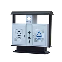 Poubelles métalliques d'extérieur Poubelles en acier inoxydable Poubelles à double recyclage