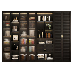 Estantería/Armario Moderno <span class=keywords><strong>de</strong></span> <span class=keywords><strong>Madera</strong></span> Maciza para Estudio, Biblioteca, Hogar y Hotel, <span class=keywords><strong>con</strong></span> Puertas Antipolvo, Mueble <span class=keywords><strong>de</strong></span> Almacenamiento <span class=keywords><strong>de</strong></span> Pie - Product Image 5