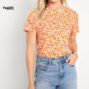 T-shirts en polyester à col rond et manches courtes, coupe ample, imprimés 3D, vente en gros à prix réduit, impression personnalisée en vrac pour femmes - Product Image 2