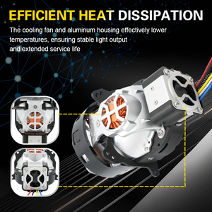 Faros Delanteros Bi-LED con Lente de Proyector Láser, 2 <span class=keywords><strong>Ventiladores</strong></span>, 6000k, Alta Potencia, Lentes de Proyector Bi-LED, Faros Delanteros LED para Automóvil, Venta al Por Mayor - Product Image 3