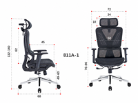 Chaise de bureau ergonomique à dossier haut en maille pivotante avec roulettes et support lombaire pour le bureau à domicile