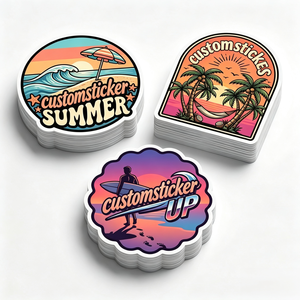 Pegatinas de Vinilo Personalizadas, Recortadas a Troquel, Estilo Retro Vintage, Estética de Surf de Verano, Pegatinas Impermeables para Botellas de Agua y Patinetas - Product Image 2