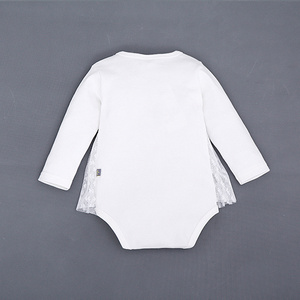 Tienda en Línea, Venta al por Mayor en China, Mono de Encaje de Manga Larga para Bebé Niña, Color Sólido Blanco y Rosa - Product Image 3