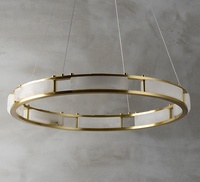 Lustre suspendu en laiton et albâtre LED de style moderne pour salon, salle à manger, îlot de cuisine