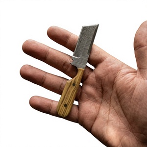 Cuchillo de Supervivencia y Caza de Acero de Damasco de Grado Industrial, Hecho a Mano, de Alta Calidad, con Hoja Fija Mini de Punta Caída y Mango de Madera OEM - Product Image 3