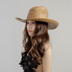 Sombrero de Paja de Ala Ancha Estilo Vaquero, Vintage 2025, de Palma Natural, de Alta Calidad, para Primavera/Verano, Viajes al Aire Libre, Protección Solar - Product Image 3