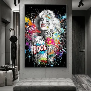 Graffiti Art Marilyn Monroe ritratto su tela pittura Pop Street Art Poster stampe immagini a parete per soggiorno decorazione della casa