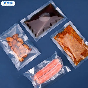 Sacs sous vide en plastique PE transparent imprimés sur mesure, scellés sur 3 côtés, de qualité alimentaire, en nylon plat, pour la congélation de <span class=keywords><strong>fromage</strong></span>, de galettes, de bacon et de sandwichs - Product Image 5