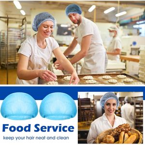 Bonnets bouffants jetables non tissés bleus de 21 pouces pour le service alimentaire, la cuisine, le médical, les salons de beauté, les spas, les fournitures de laboratoire XZ - Product Image 4