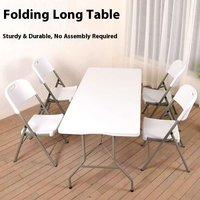 6ft facile à nettoyer Portable extérieur mobilier fête événement centre pliable en deux blanc longue HDPE plastique Table pliante 180 cm