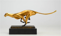 Sculpture d'animal en gros, pièce unique, pour bureau, grande taille, en cuivre pur de haute qualité, émail dur, guépard 3D, personnalisable