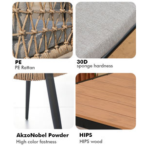 Muebles de exterior de estilo francés Marco de aluminio Nueva Silla de comedor de jardín de ratán Cafe bar - Product Image 5