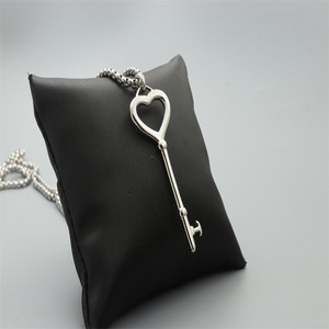 Collar con Colgante de Llave de Corazón, Acero Inoxidable, Plateado, Moderno, Unisex, Regalo, Joyería - Product Image 2