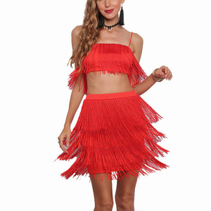 fringe skirt red