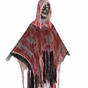 Disfraz de Halloween de Vampiro Ceñudo de Terciopelo de Longitud Completa con Capucha, Unisex para Adultos, Sombrero Ensangrentado para Cosplay, Fantasía Absoluta - Product Image 6